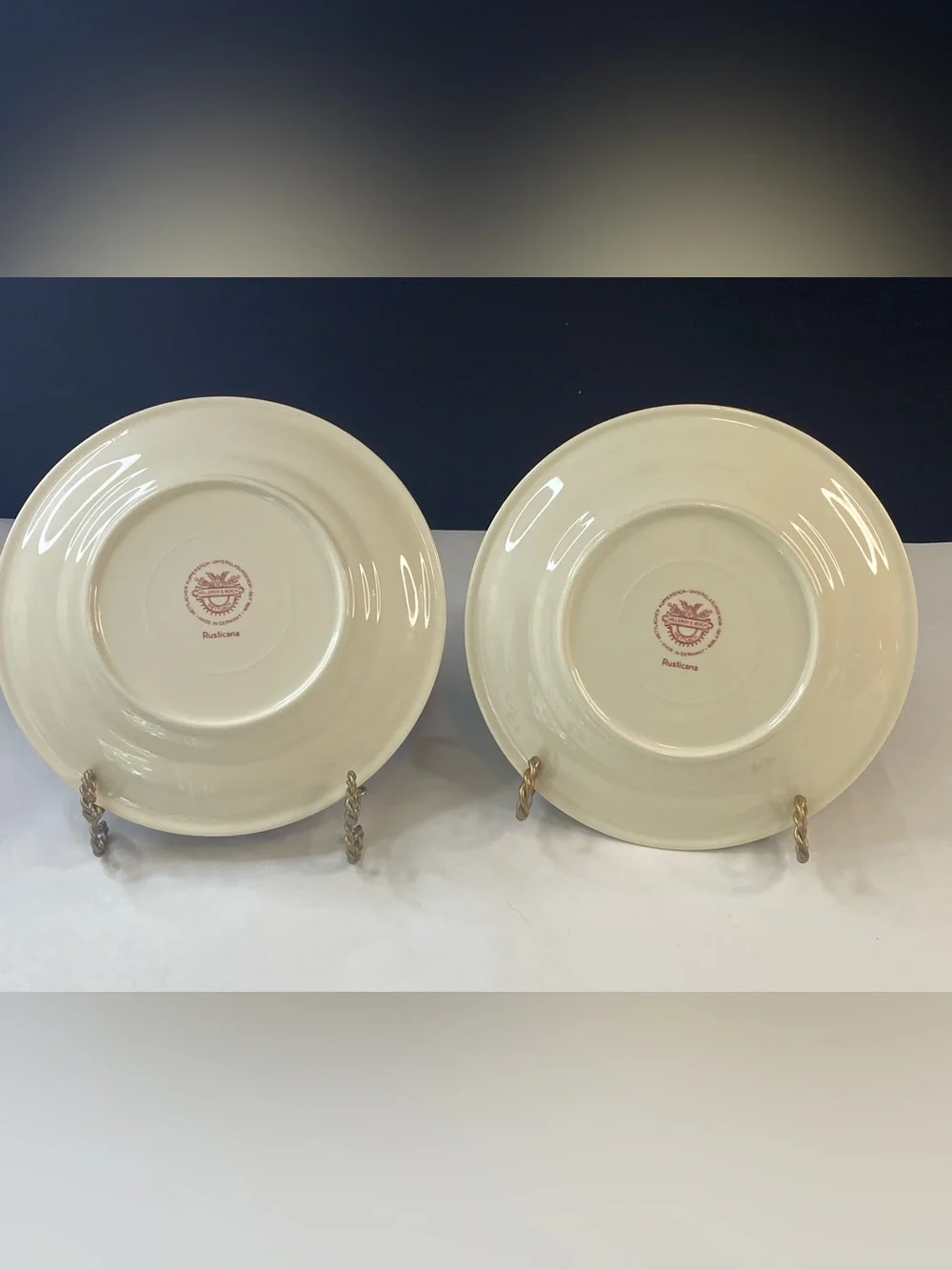 Villeroy & Boch Rusticana Salad Plate Set Red Transferware Mettlacher Germany